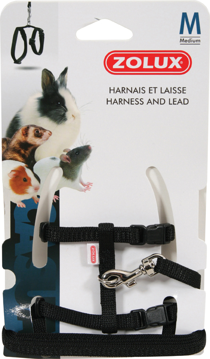 HARNAIS + LAISSE FURET NOIR 12-18CM TM