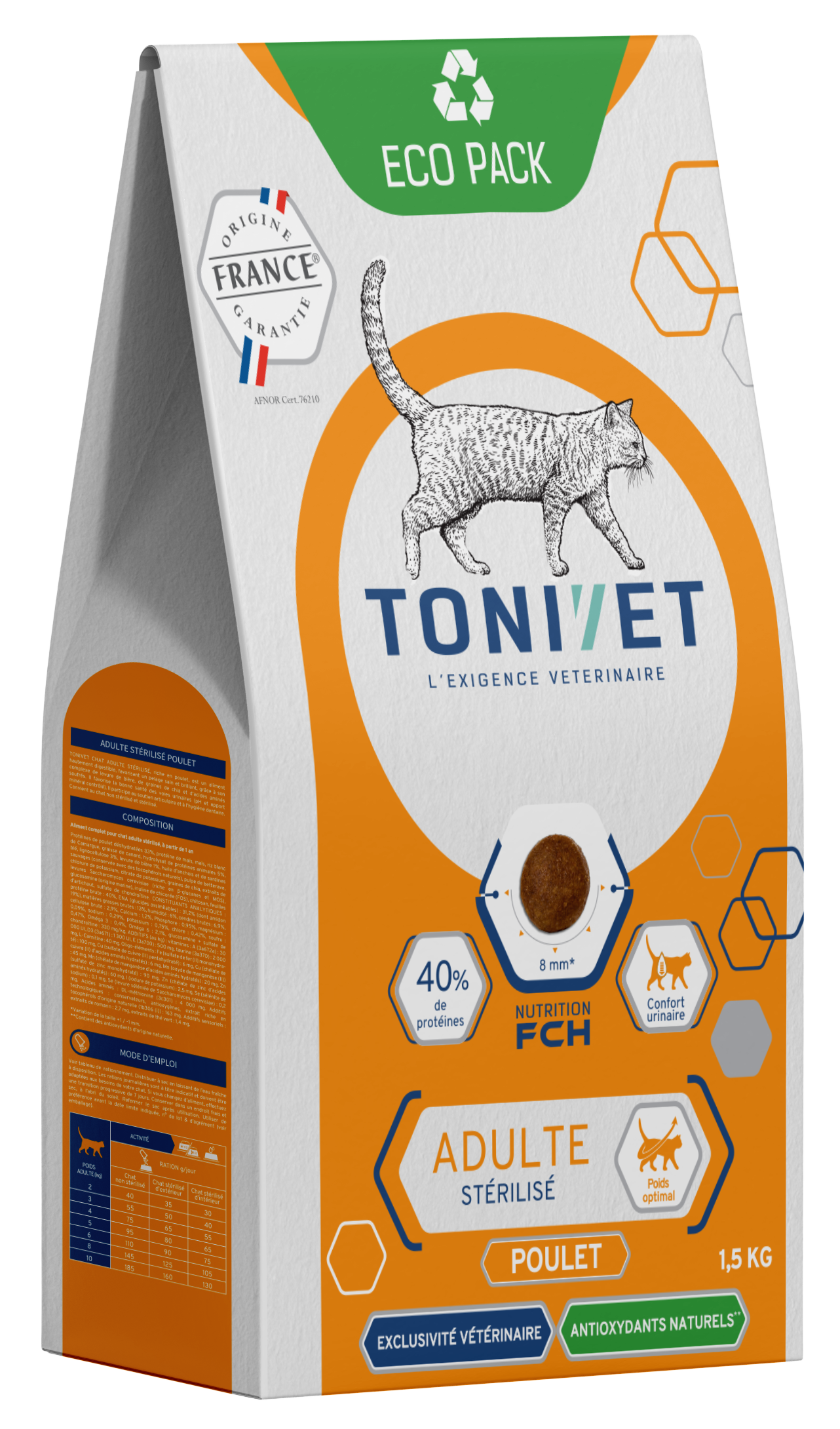 TONIVET CHAT ADULTE POULET SAC 1,5 KG...